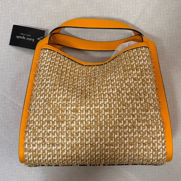 ♠️ kate spade NWT Knott Raffia Tweed Medium Crossbody Tote, Sunset Blaze orange - Picture 7 of 16